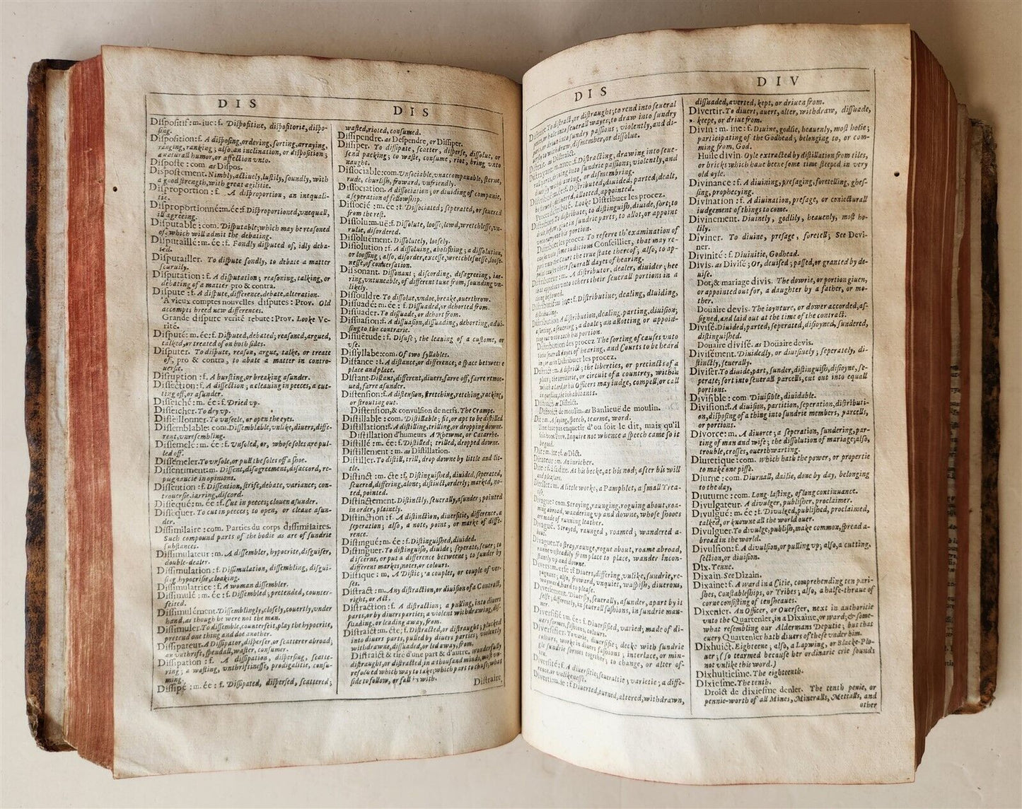 1632 DICTIONARIE of FRENCH & ENGLISH TONGUES by Randle Cotgrave antique ENGLISH