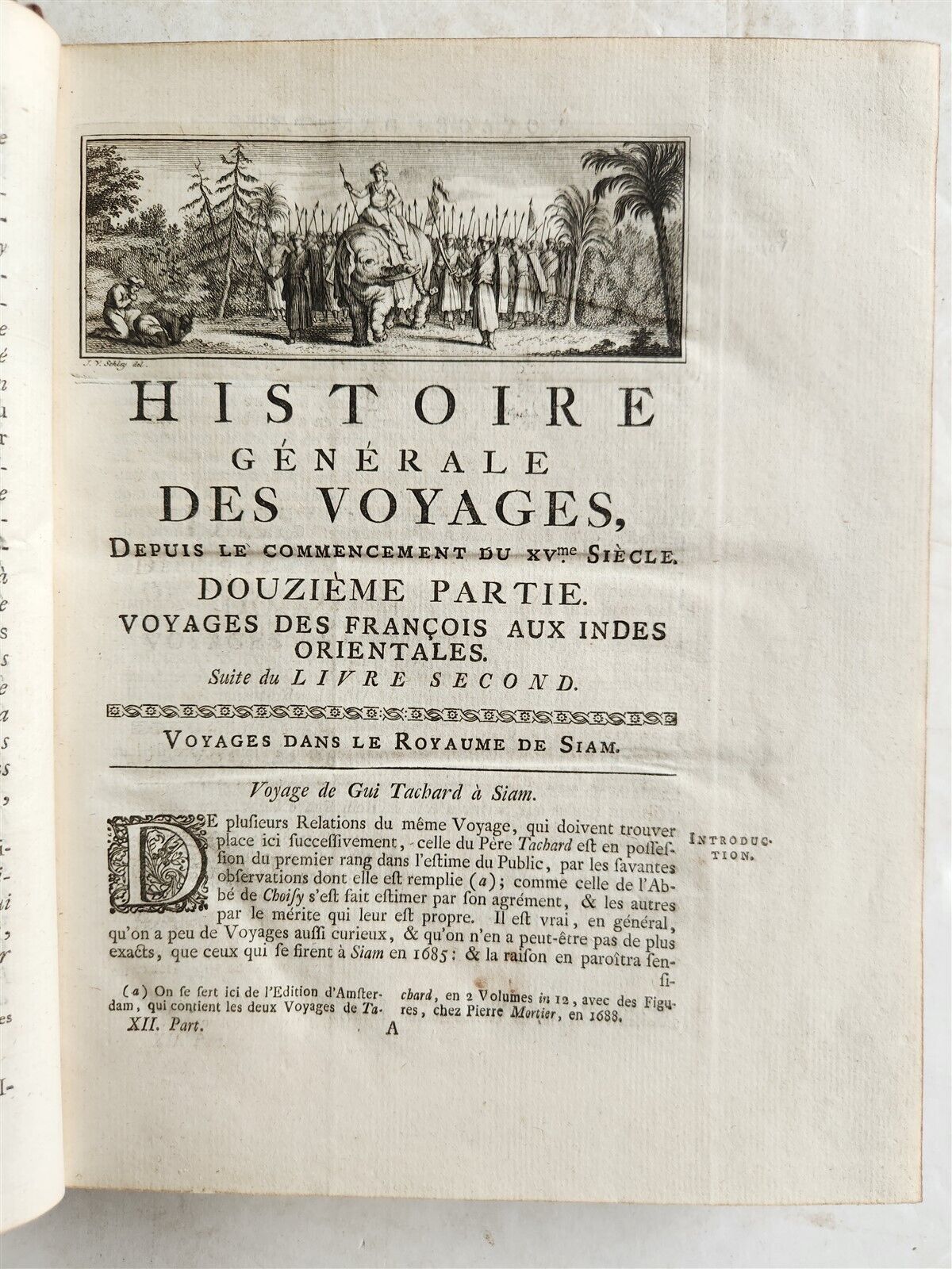 1755 TRAVELS TO EAST INDIES SIAM antique Histoire generale des voyages ILLUSTR.