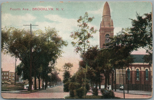 BROOKLYN NY FOURTH AVENUE ANTIQUE POSTCARD