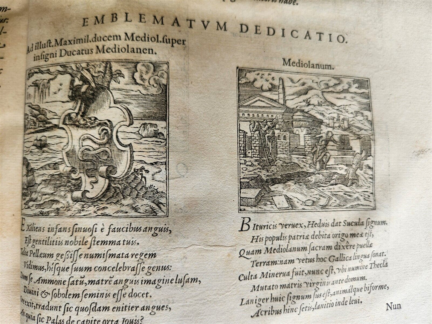 1560 ANDREA ALCIATO ILLUSTRATED FOLIO antique Alciati iuriscons. mediolanensis