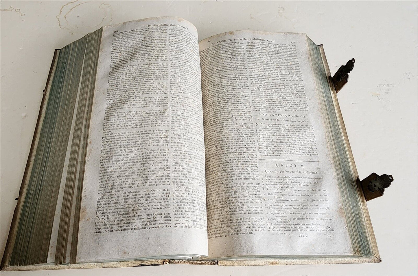 1748 CANON LAW by ESPENIUS antique BLIND-STAMPED PIGSKIN FOLIO
