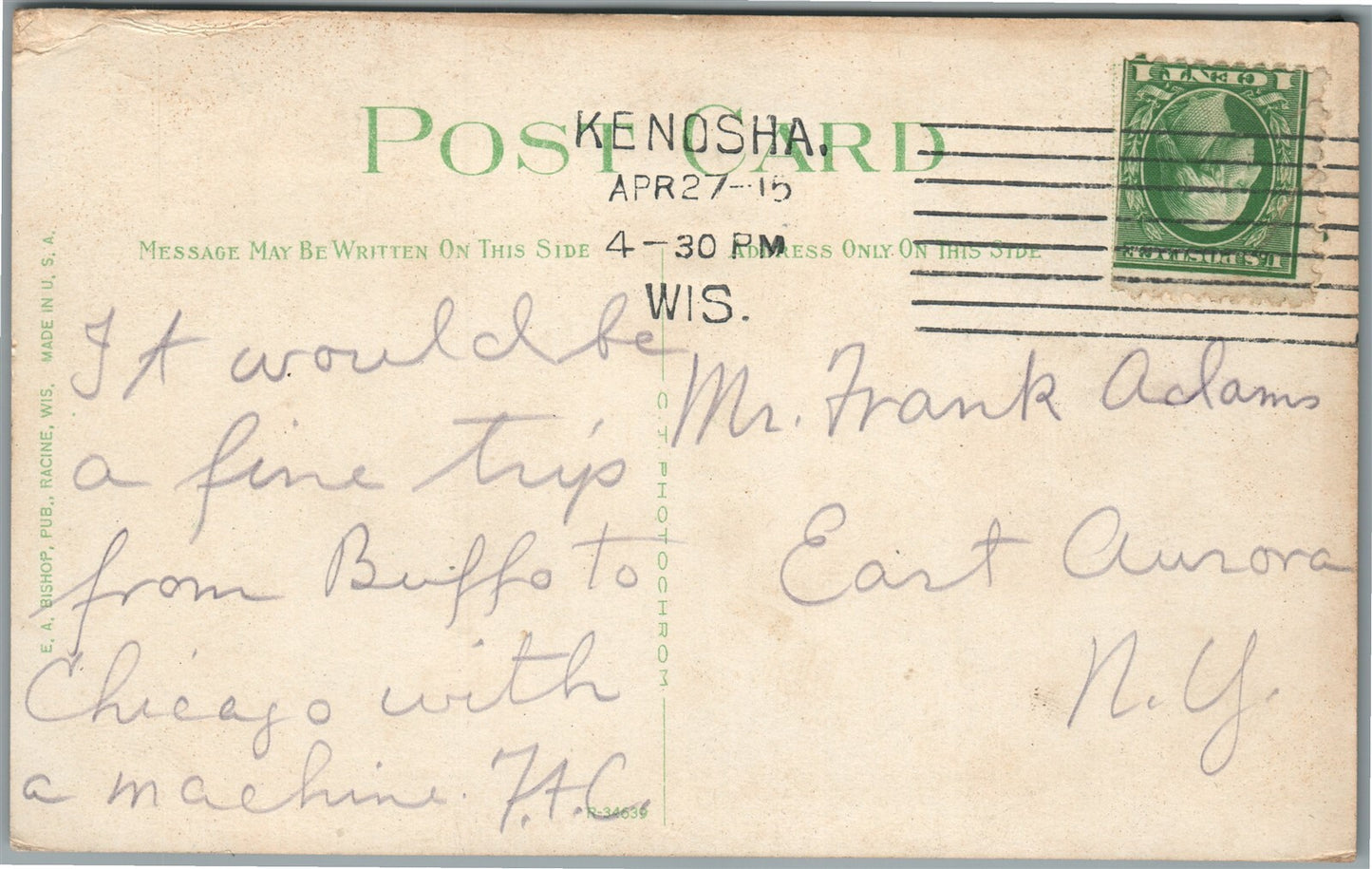 KENOSHA WI RAMBLER COMPANY ANTIQUE POSTCARD