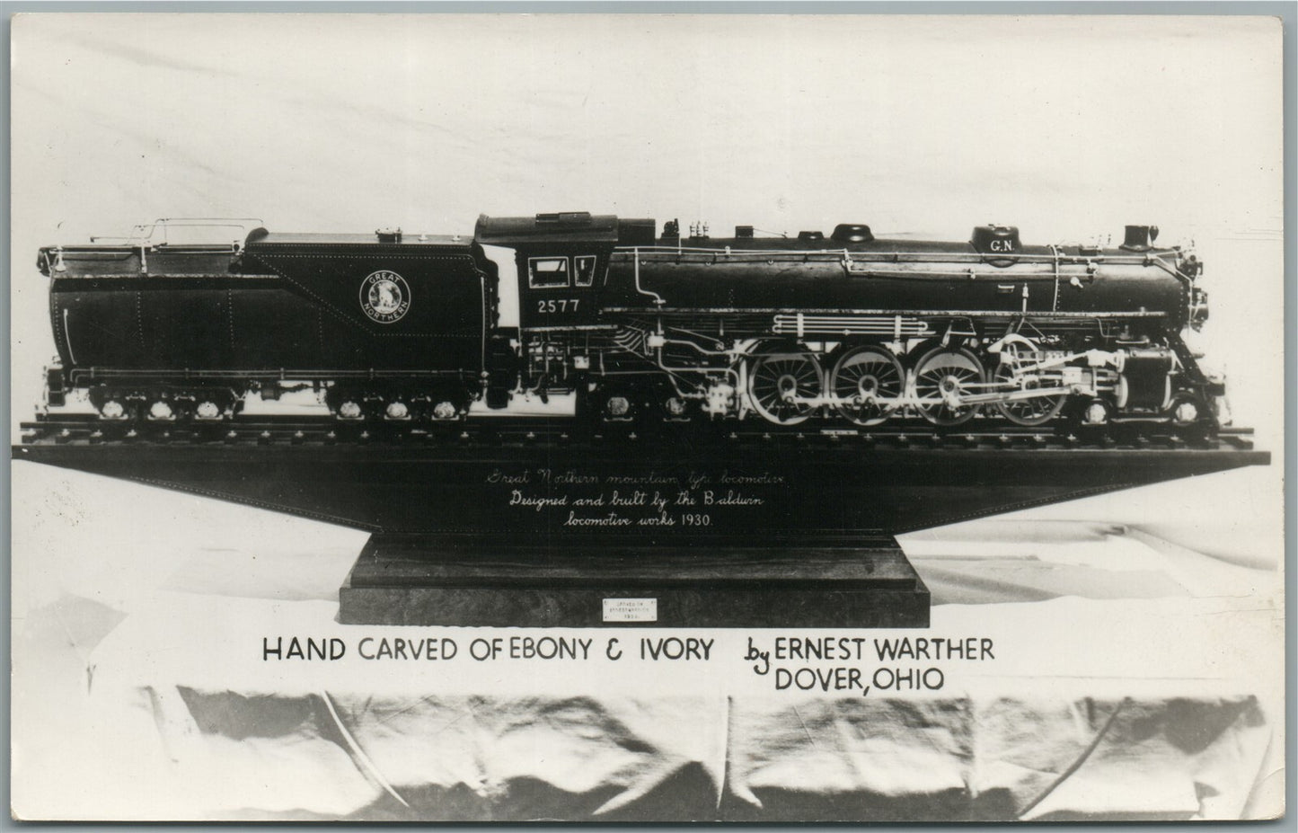 DOVER OH HAND CARVED TRAIN MODEL VINTAGE REAL PHOTO POSTCARD RPPC