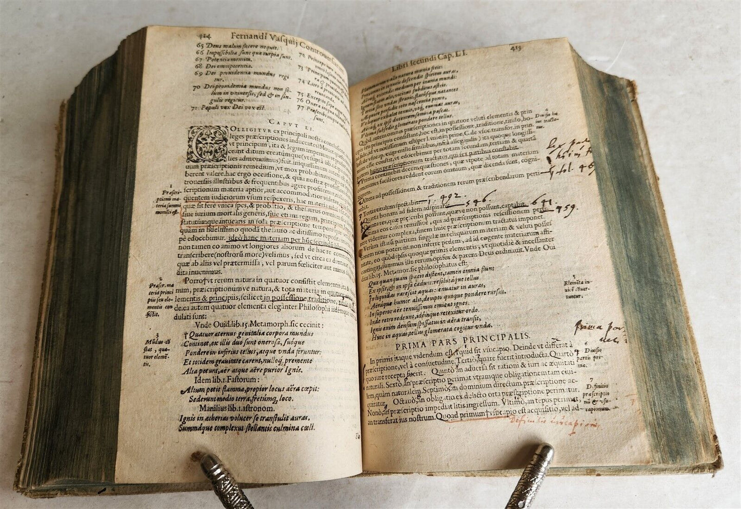 1595 LAW BOOK by Spanish jurist Vasquez de Menchaca antique PIGSKIN BINDING