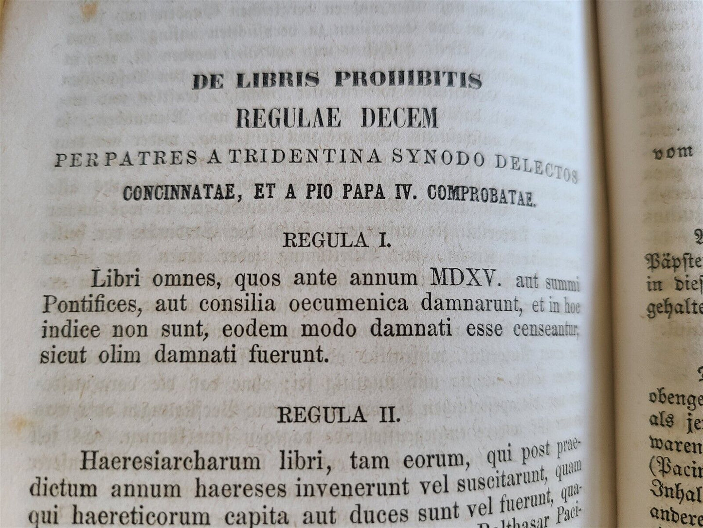 1860 COUNCIL of TRENT w/ section of forbidden books DE LIBRIS PROHIBITIS ANTIQUE