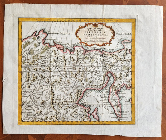 1750s MAP OF RUSSIA antique Continuazione della carta SIBERIA e KAMTSCHATKA