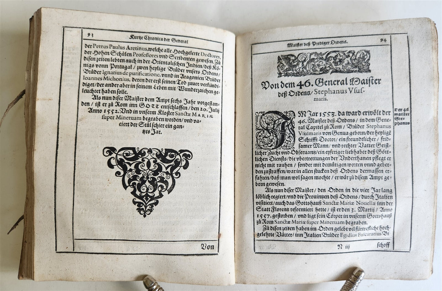 1596 HISTORICAL CHRONICLE of GERMAN RELIGIOUS ORDER antique Kurtze Chronica RARE
