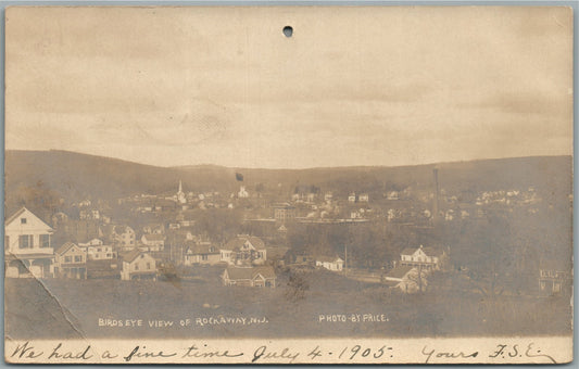 ROCKAWAY NJ BIRDS EYE VIEW ANTIQUE REAL PHOTO POSTCARD RPPC