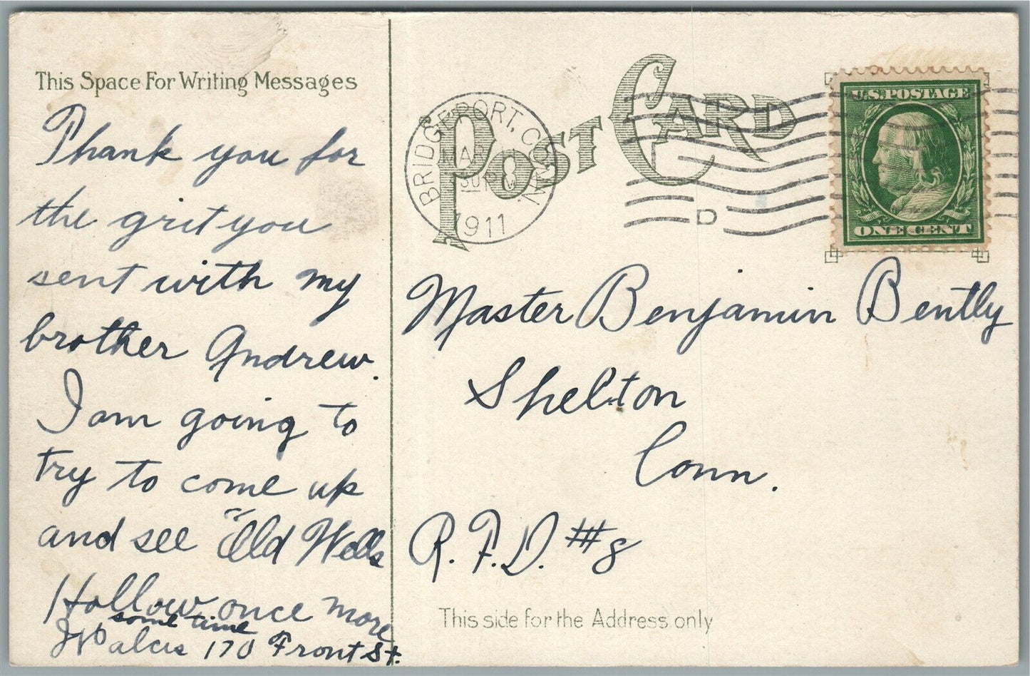 BRIDGEPORT CT FIRE DEPARTMENT ANTIQUE POSTCARD