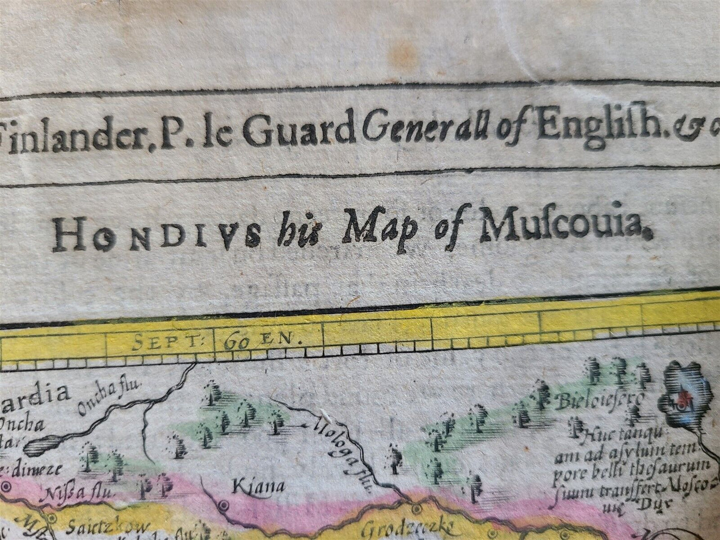 1607 MAP OF MOSCOVIA RUSSIA ANTIQUE from Mercator-Hondius Atlas HAND COLORED