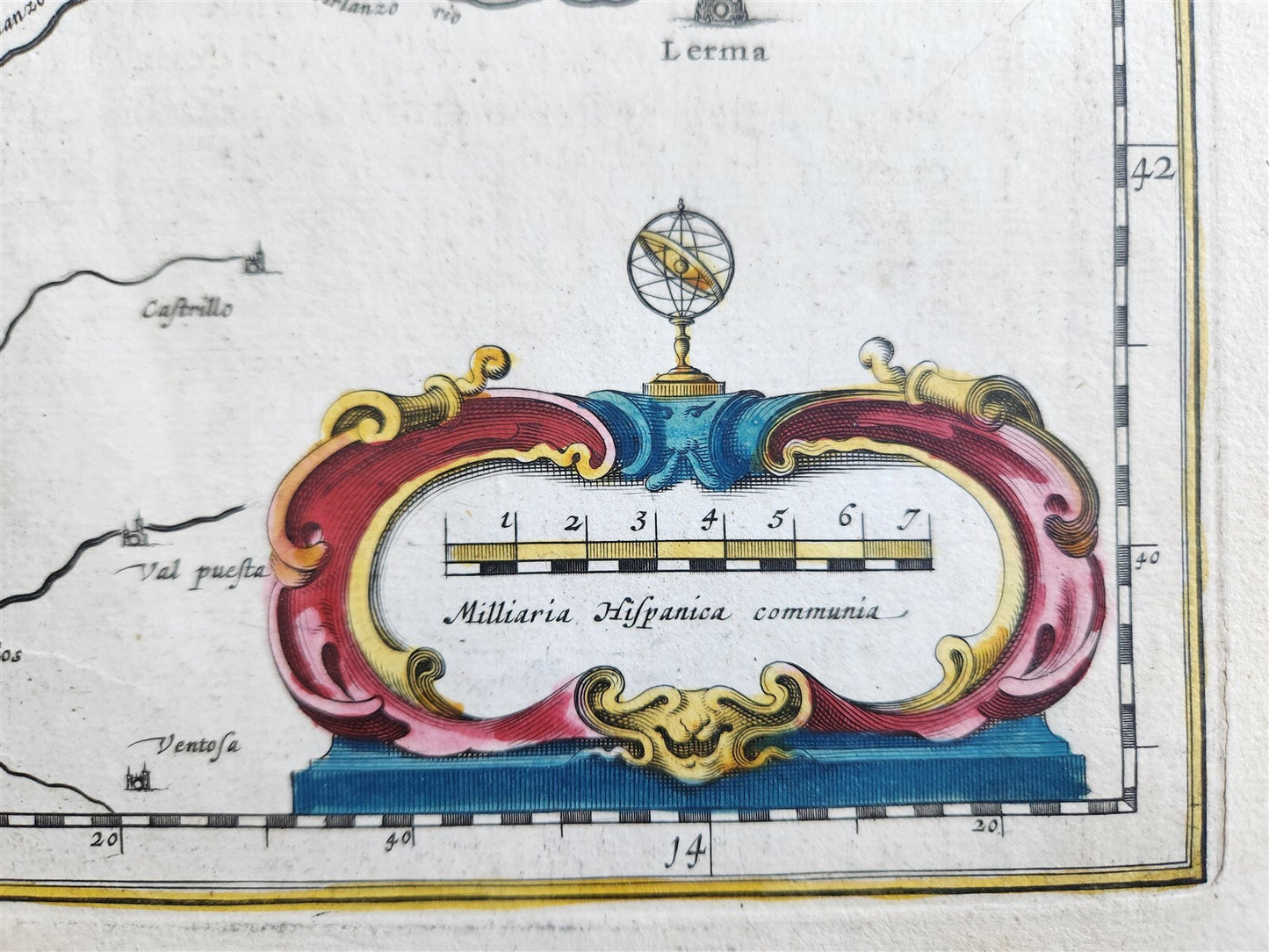 1640 ASTURIAS SPAIN MAP by WILLEM BLAEU antique AUTHENTIC hand colored