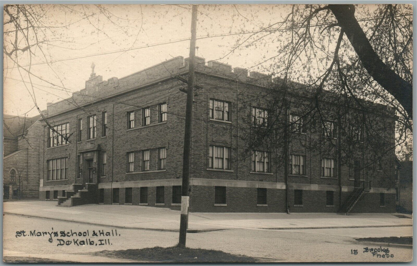 DE KALB IL ST.MARY'S HIGH SCHOOL ANTIQUE REAL PHOTO POSTCARD RPPC