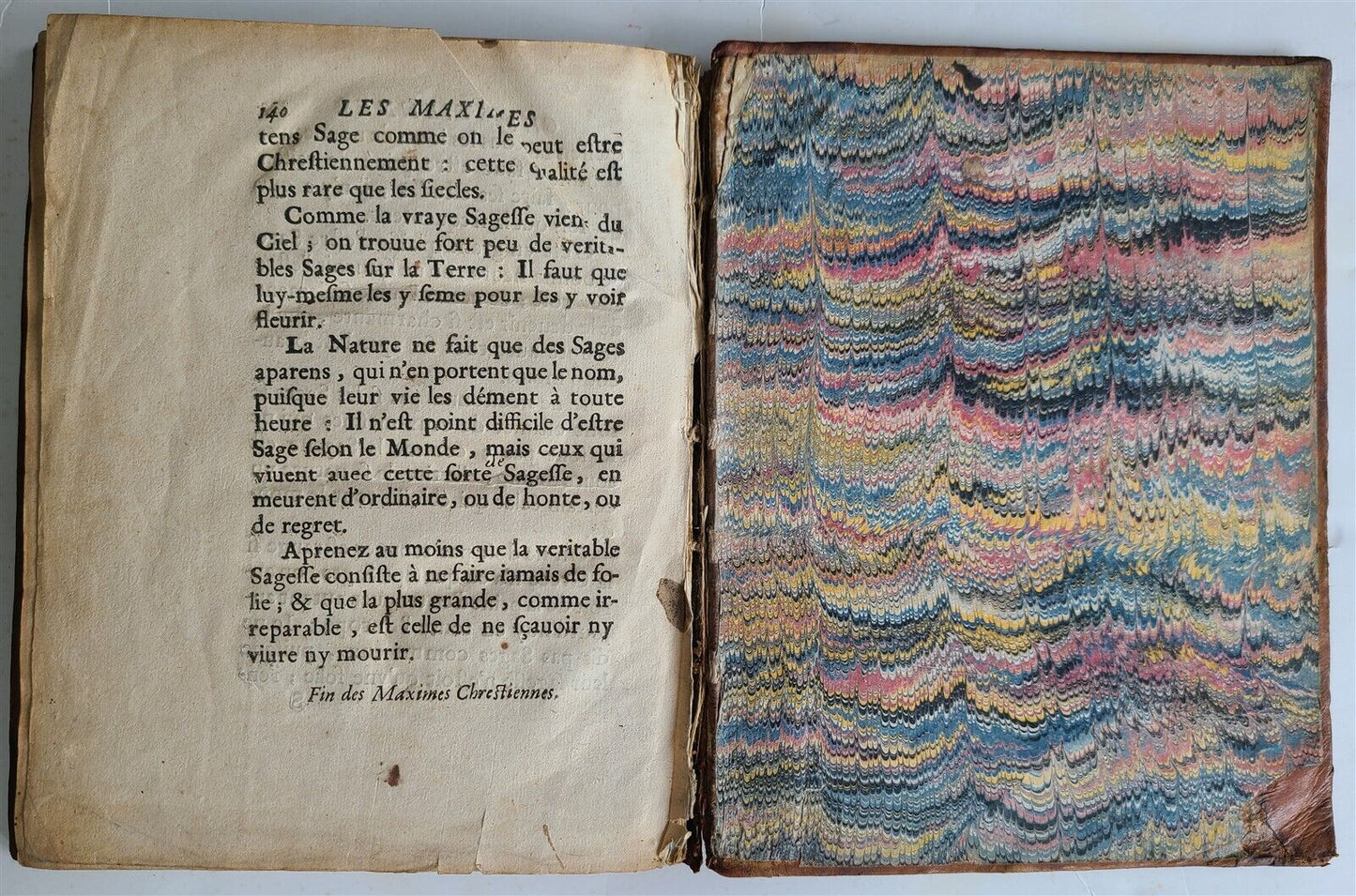 1661 AMAZING BINDING MORAL & POLITICAL MAXIMS by J.P. de la Serre FRENCH antique