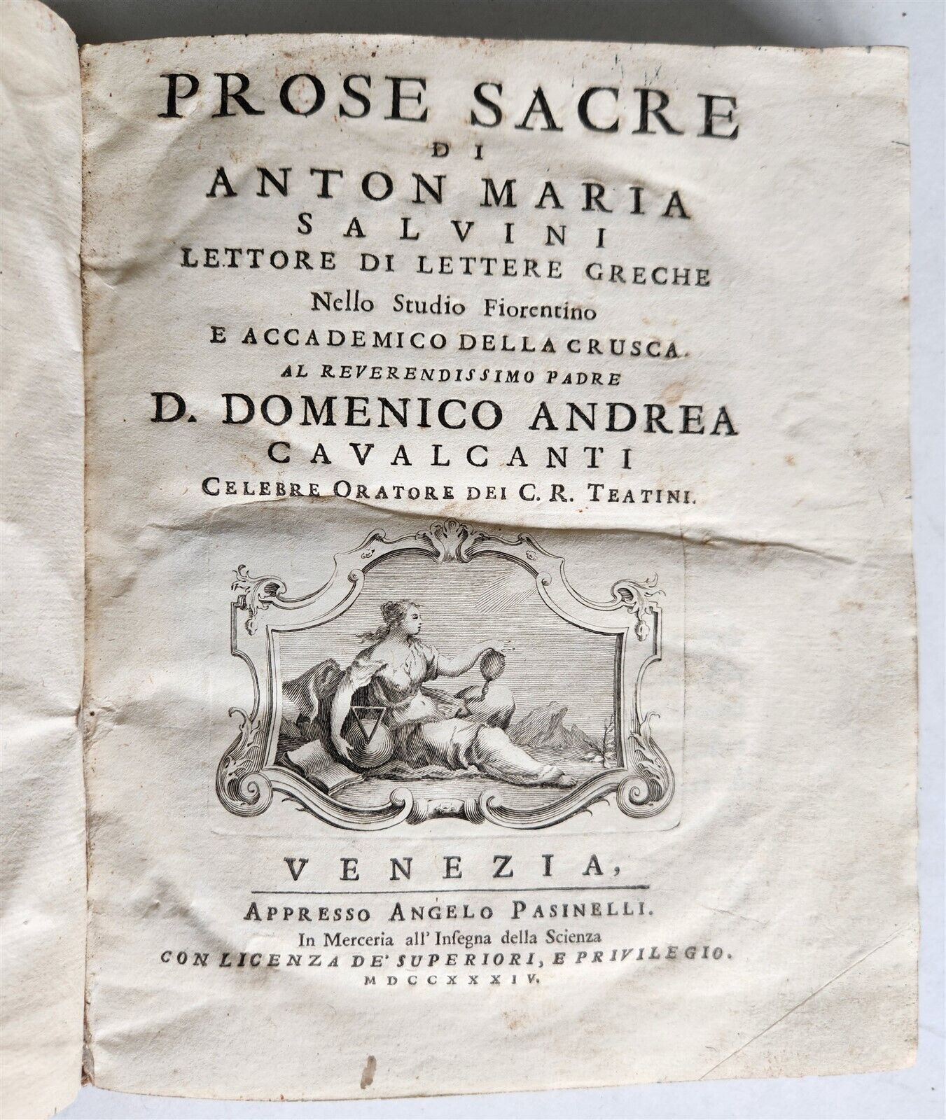 1734 PROSE SACRE antique vellum bound in ITALIAN