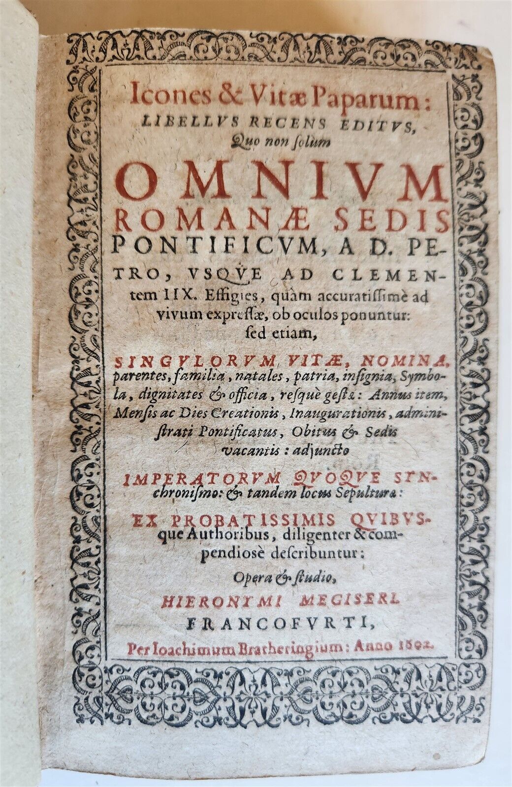 1602 ICONES & VITAE PAPARUM antique 300 WOODCUT ILLUSTRATIONS of POPES