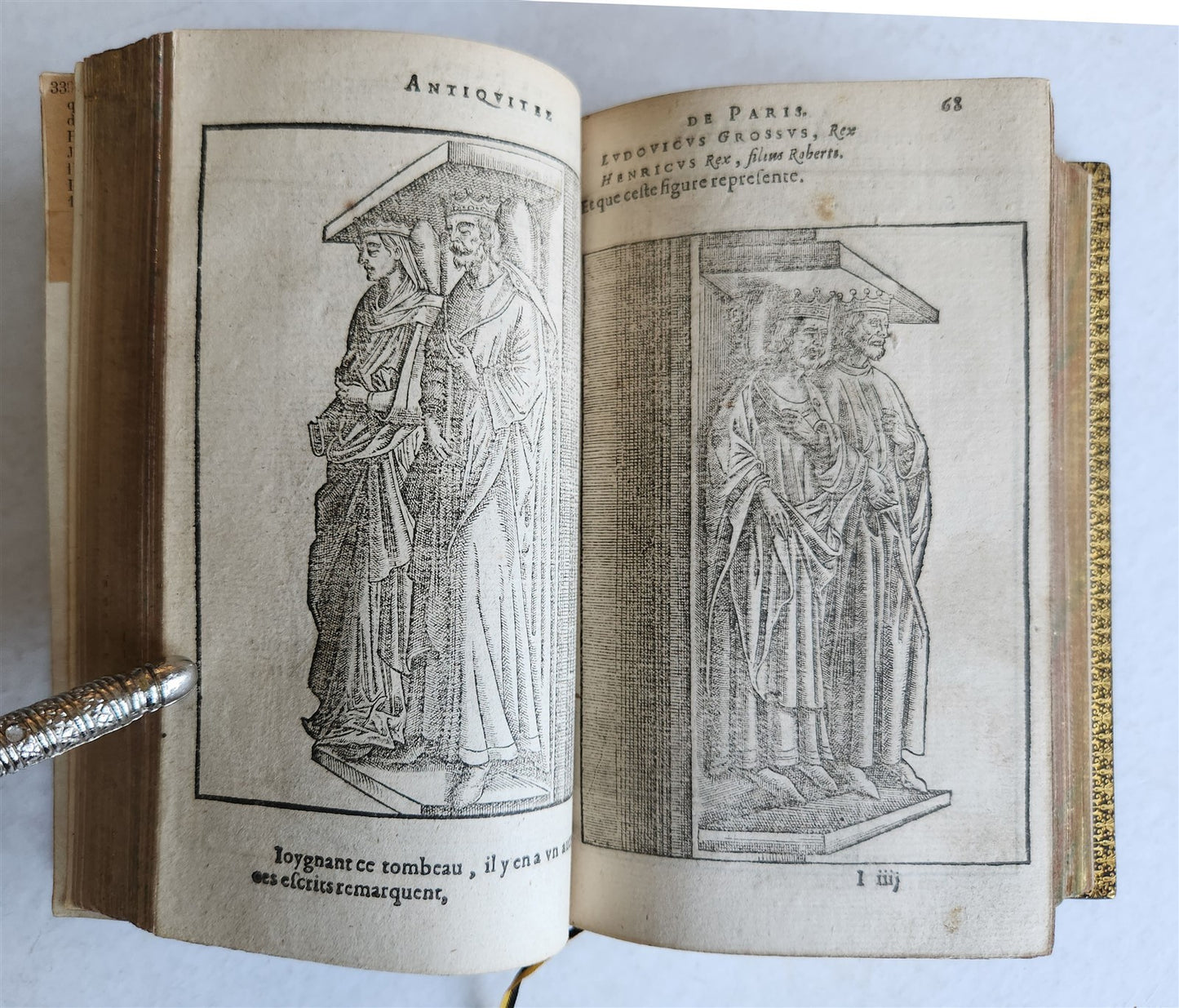 1608 HISTORICAL GUIDE to PARIS ILLUSTRATED w/ 55 WOODCUTS antique