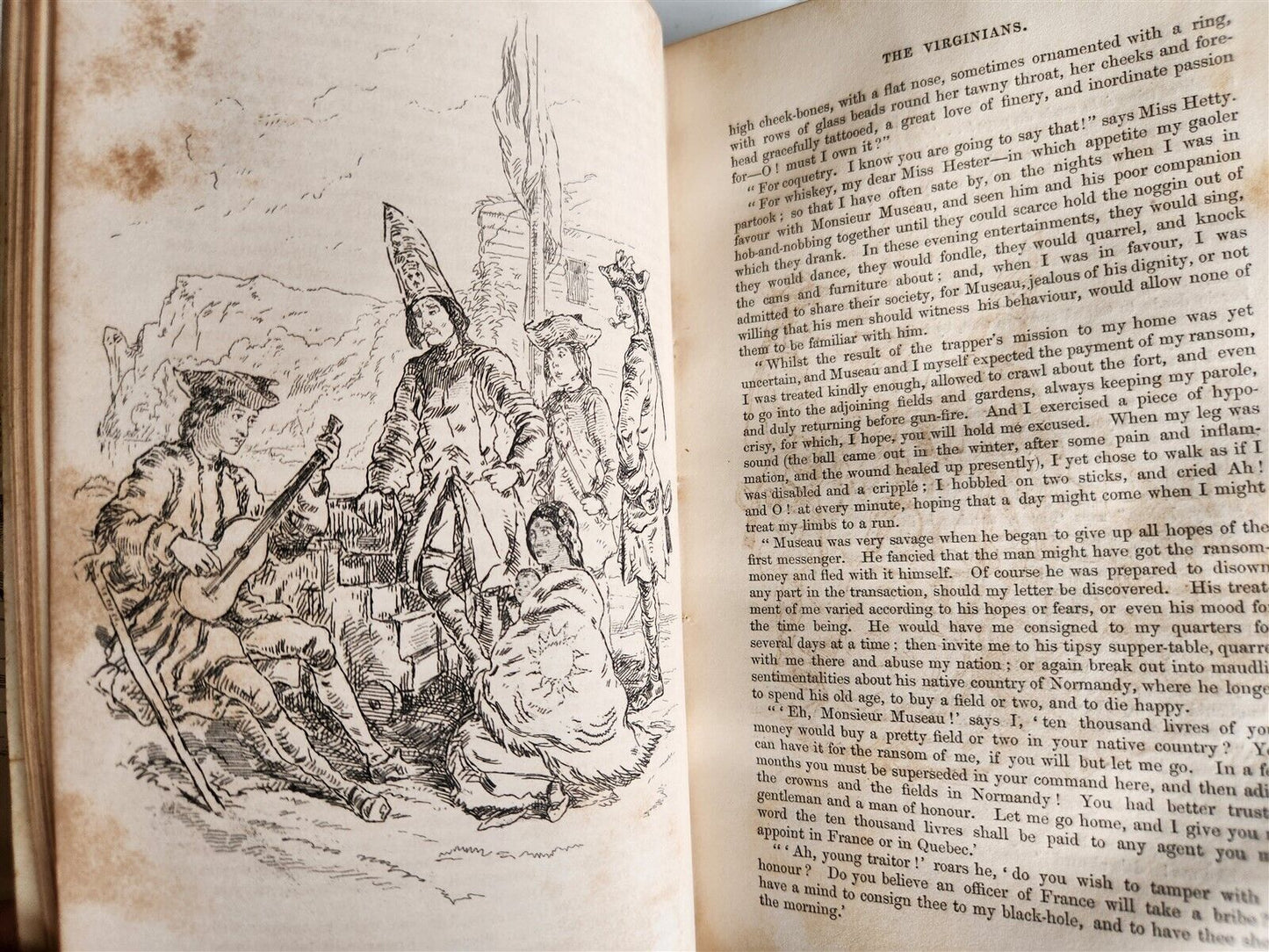 1858 THE VIRGINIANS by THACKERAY 2 VOLUMES antique Americana ILLUSTRATED