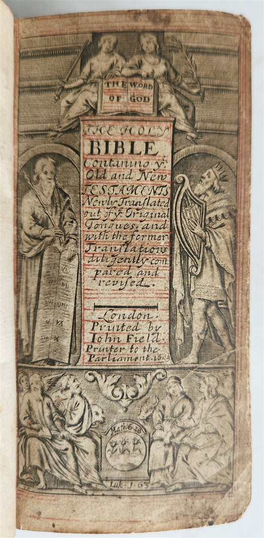 1653-54 BIBLE in ENGLISH antique Old & New Testament London: by John Field