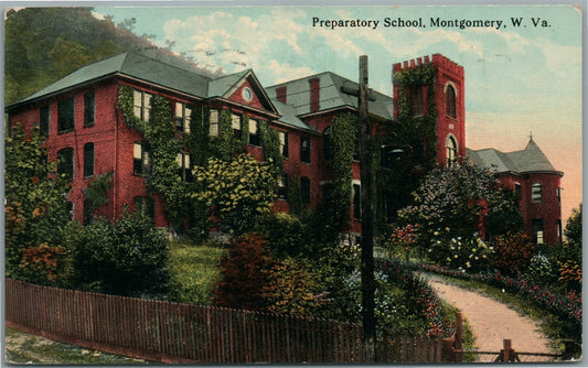 MONTGOMERY WV PREPARATORY SCHOOL ANTIQUE POSTCARD