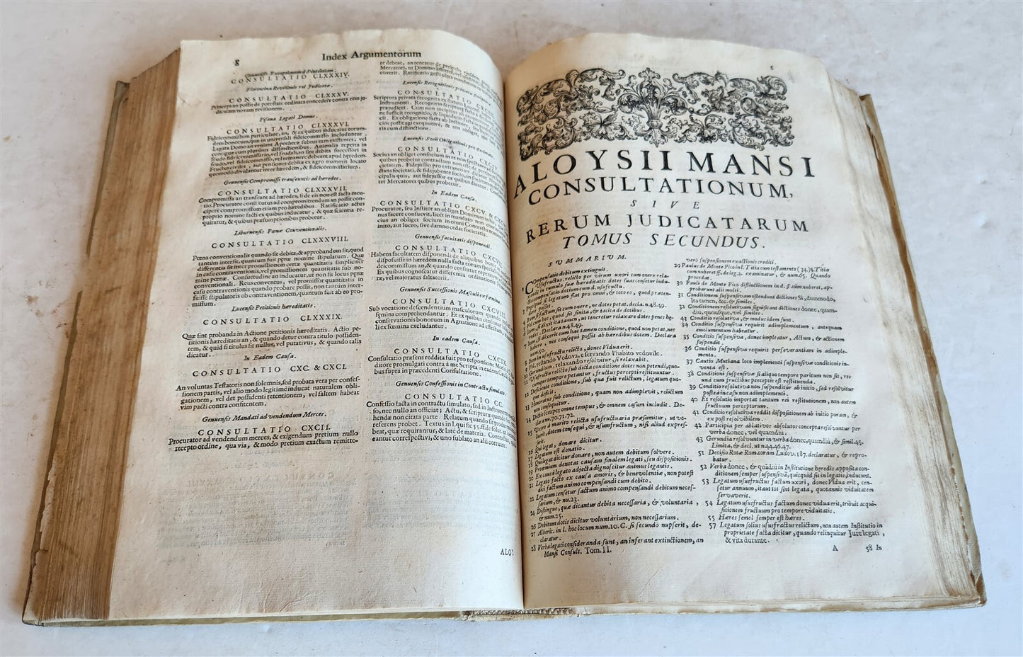 1708 LAW BOOK Consultationum sive rerum judicatarum antique VELLUM BOUND FOLIO