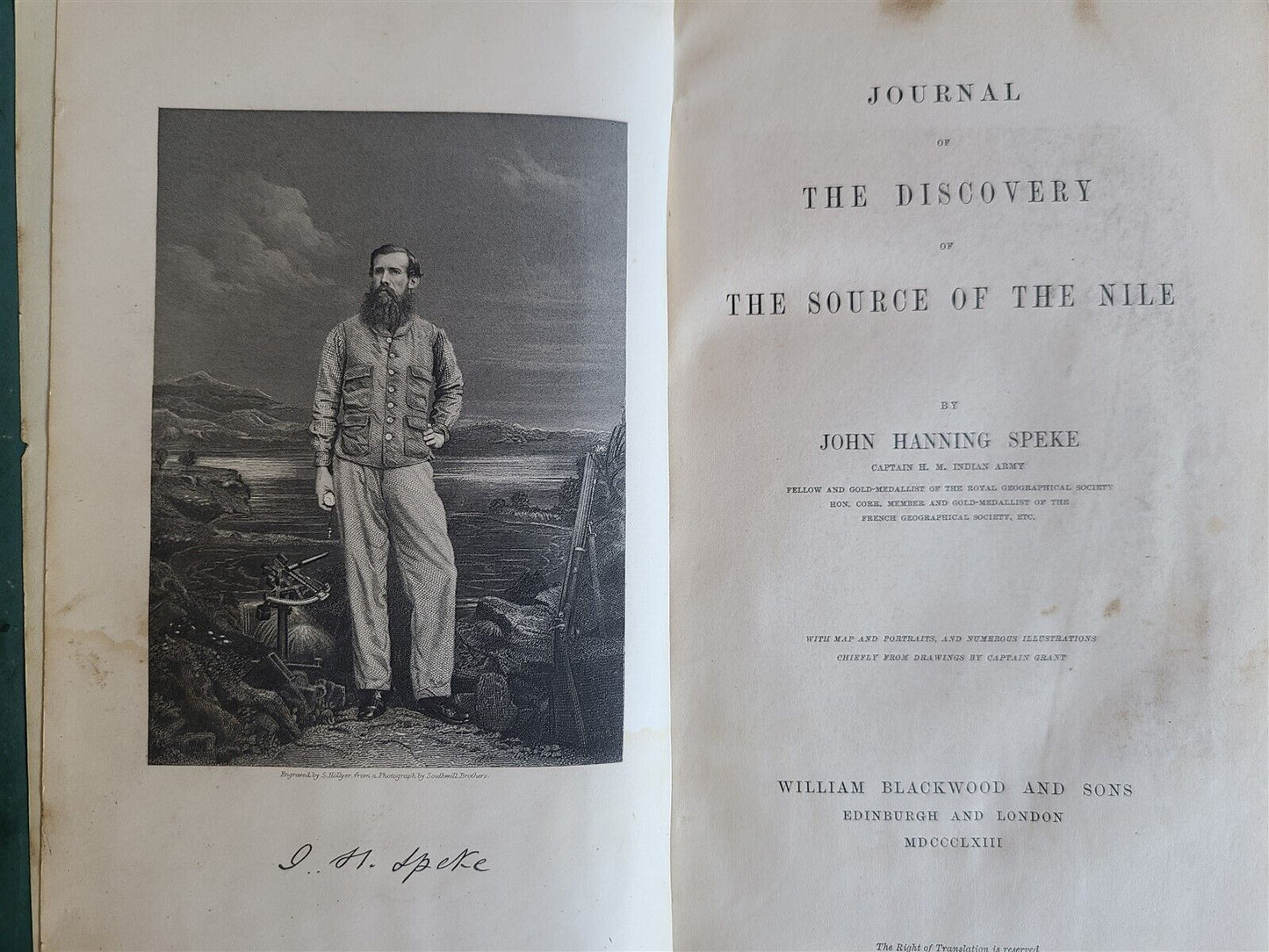 1863 JOURNAL of DISCOVERY of SOURCE of NILE antique ILLUSTRATED in ENGLISH