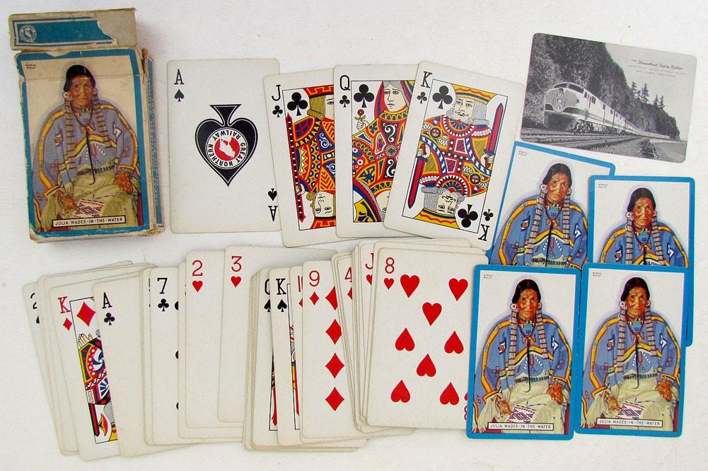 DECK OF GREAT NORTHERN RAILWAY VINTAGE PLAYING CARDS w/ AMERICAN INDIAN BACK