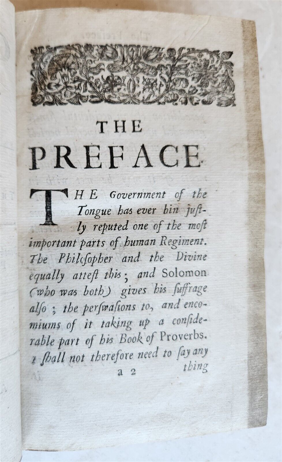 1677 THE GOVERNMENT OF THE TONGUE by Allestree antique in ENGLISH