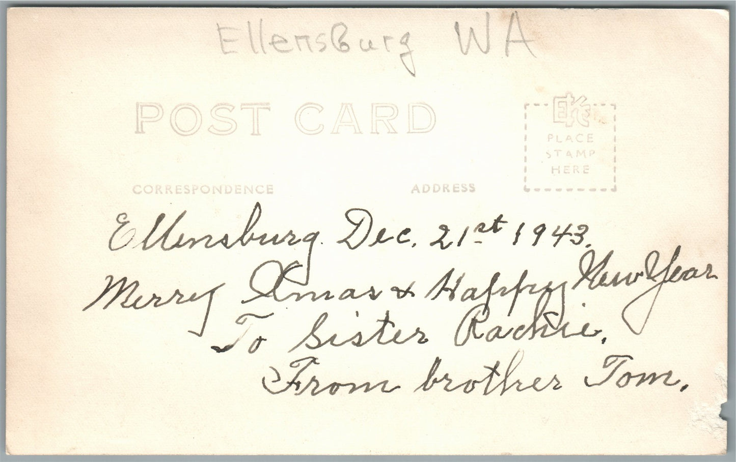 ELLENSBERG IN STREET SCENE w/ CARS VINTAGE REAL PHOTO POSTCARD RPPC