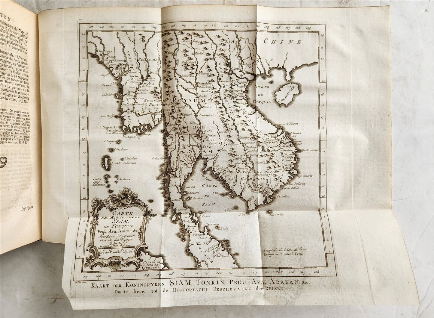 1755 TRAVELS TO EAST INDIES CEYLON antique Histoire generale des voyages ILLUSTR