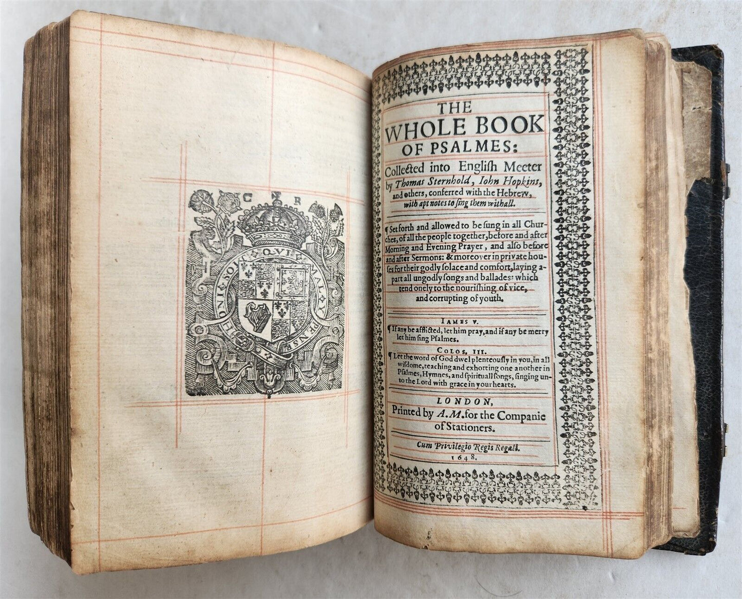 1648 BIBLE in ENGLISH antique Old & New Testament LONDON ILLUSTRATED 114 PLATES