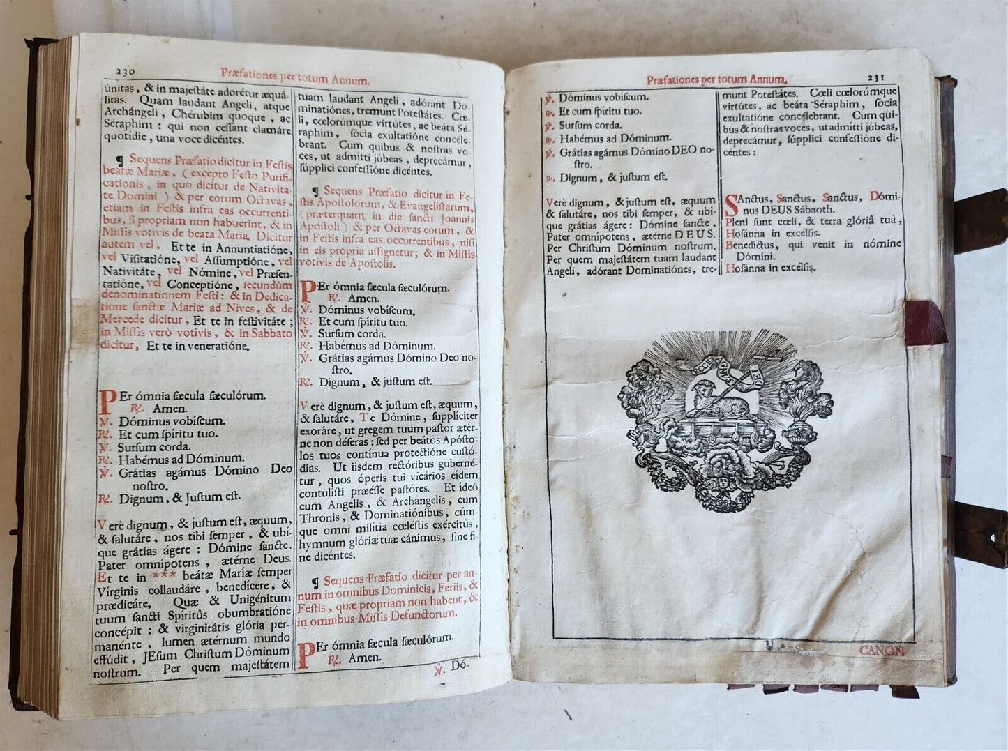 1743 MISSALE ROMANUM antique NICELY DECORATED FOLIO illustrated