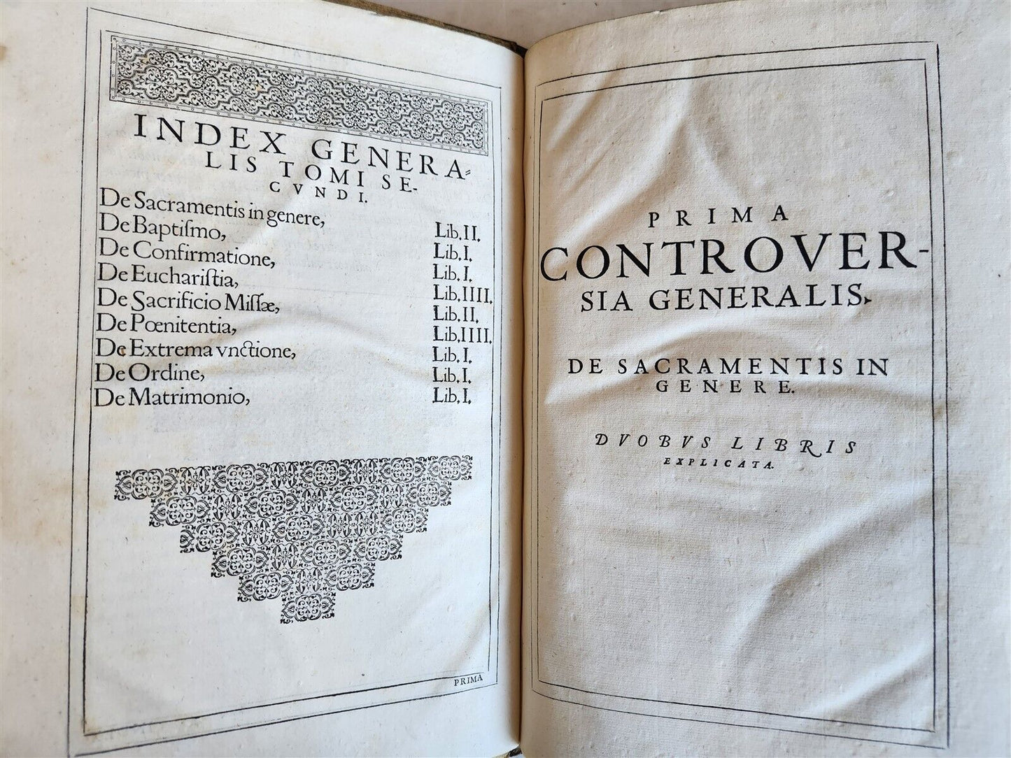 1588 DISPUTATIONES AGAINST HERETICS ROBERTI BELLARMINI antique PIGSKIN FOLIO v.2
