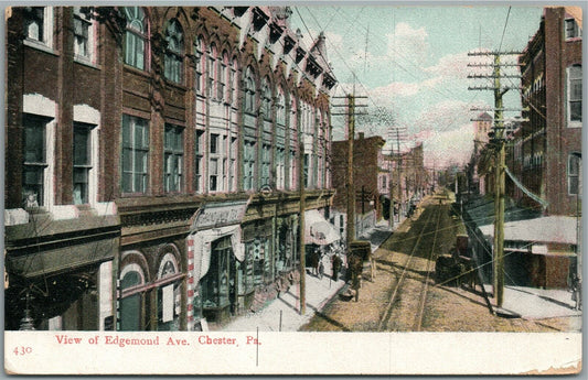 CHESTER PA EDGEMOND AVE. ANTIQUE POSTCARD
