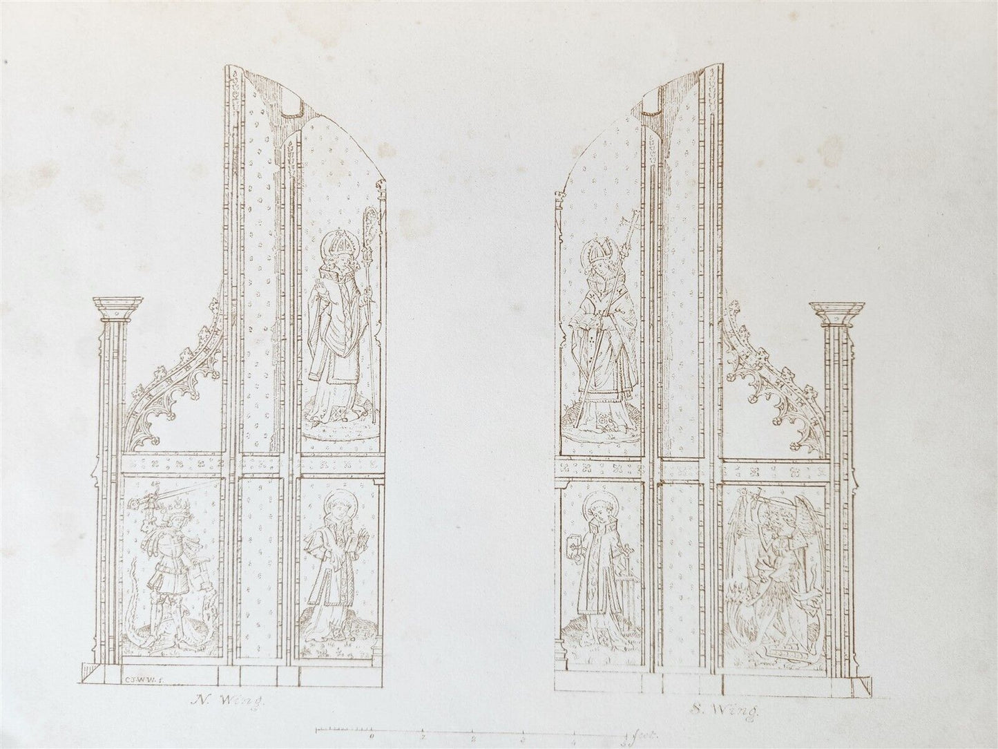 1867 ILLUSTRATIONS of the ROOD SCREEN in RANWORTH antique ILLUSTRATED FOLIO