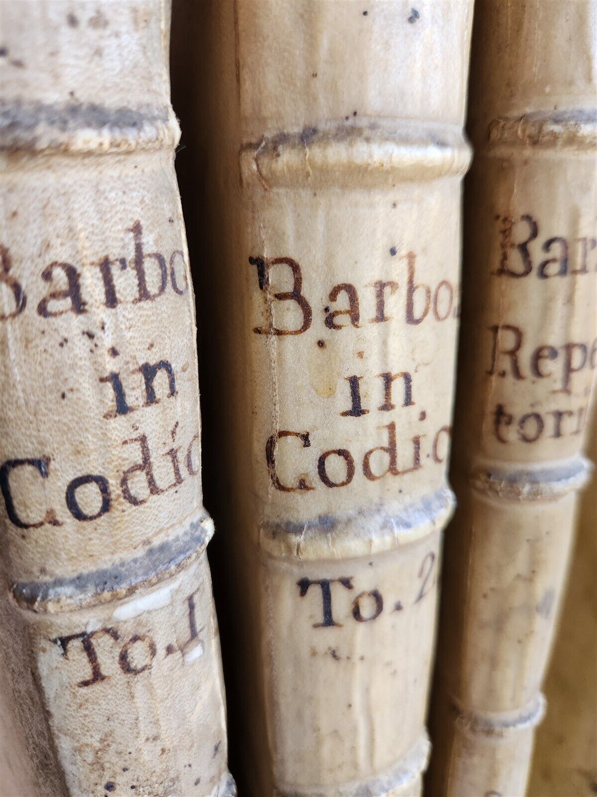 1701-1715 CANON LAW 6 FOLIO VOLUMES by AUGUSTINI BARBOSAE antique VELLUM BINDING