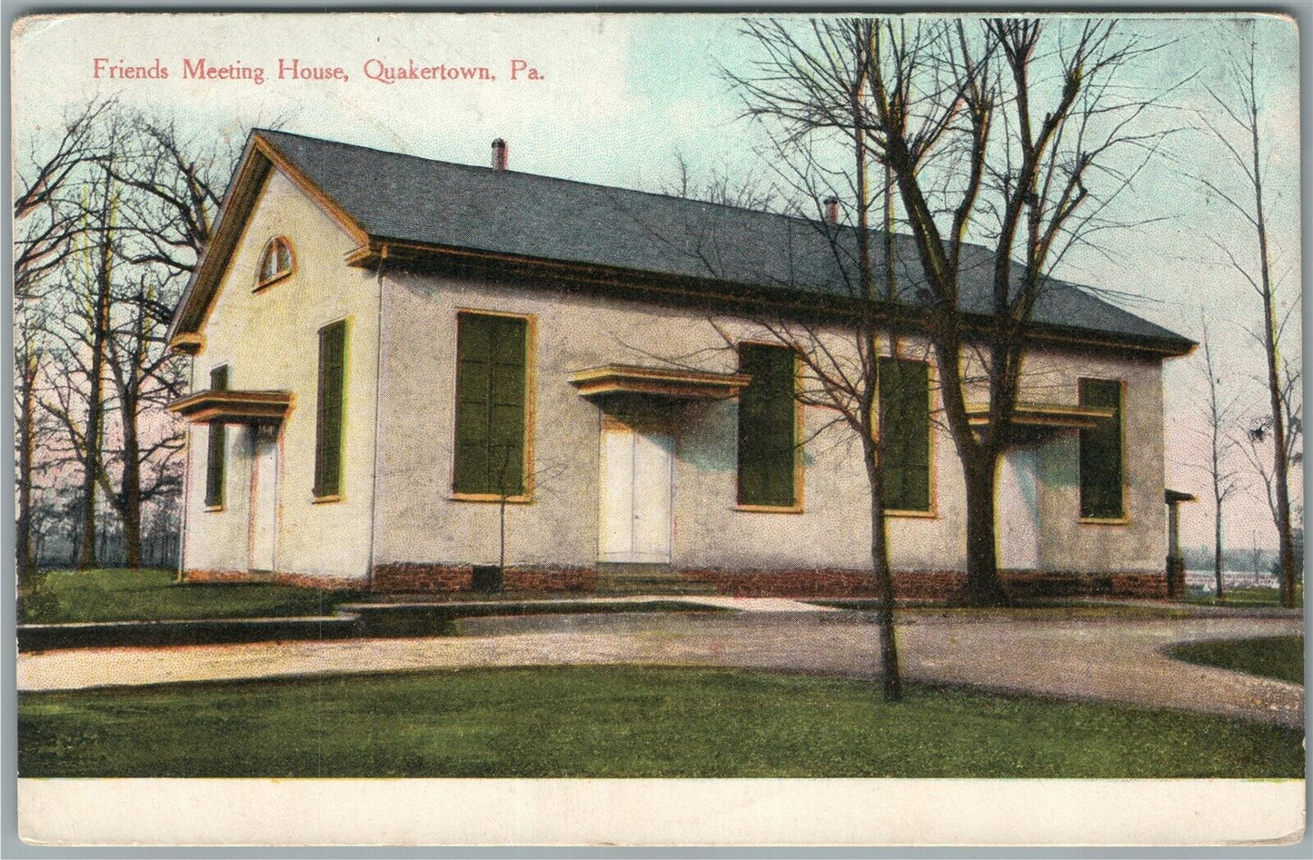 QUAKERTOWN PA FRIENDS MEETING HOUSE ANTIQUE POSTCARD