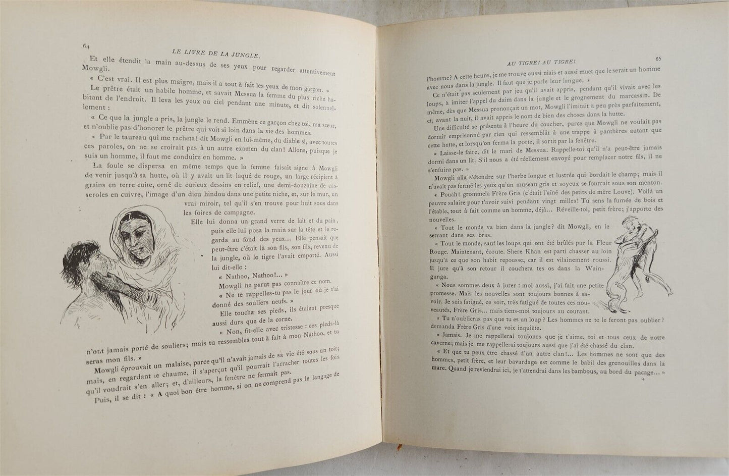 1925-1938 JUNGLE BOOK by KIPLING antique 2 VOLS ILLUSTRATED by Roger Reboussin