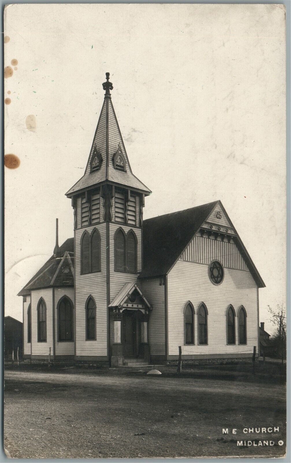 MIDLAND OH M.E. CHURCH ANTIQUE REAL PHOTO POSTCARD RPPC