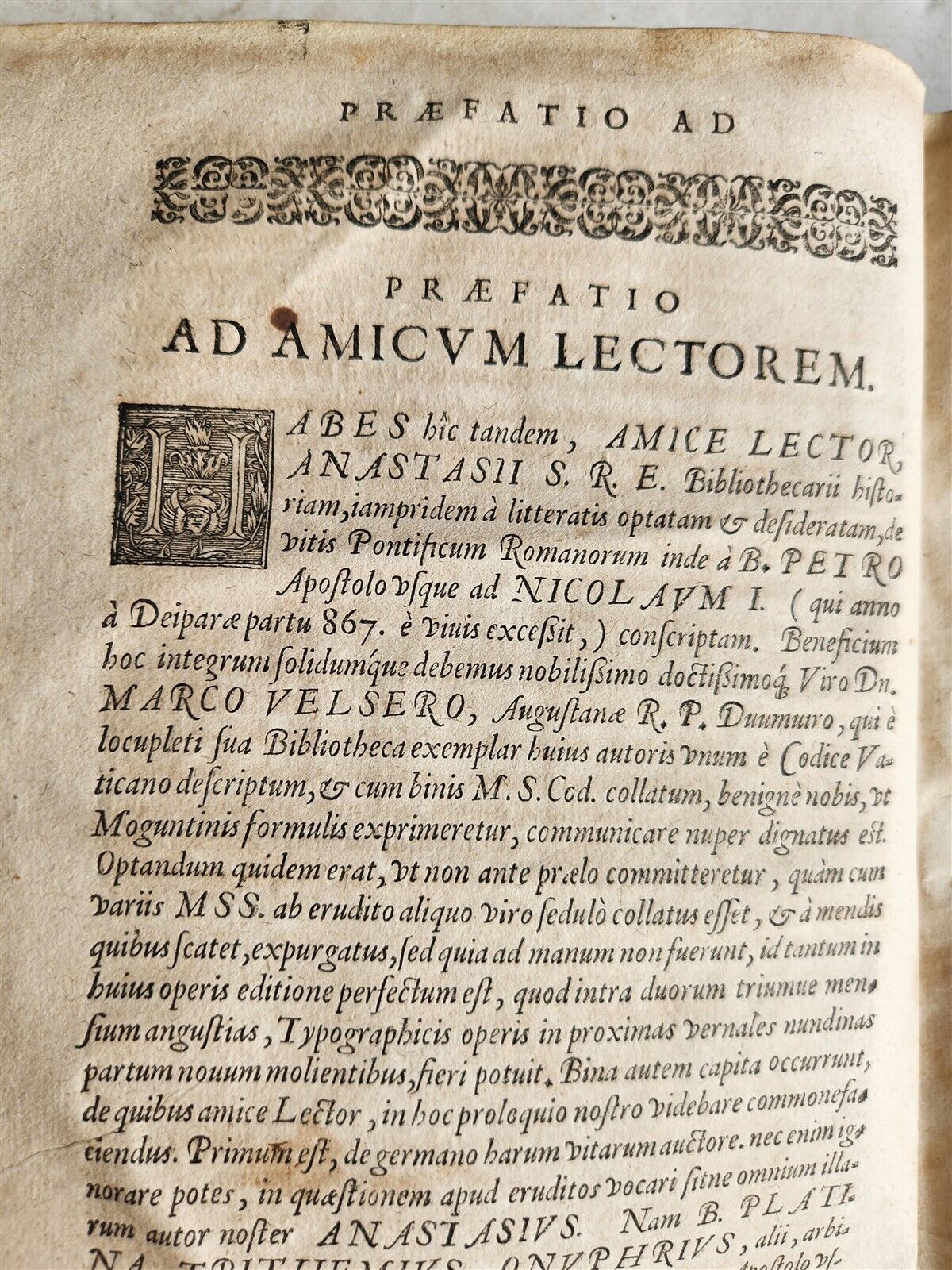 1602 HISTORY of POPES by Anastasius Bibliothecarius antique VELLUM