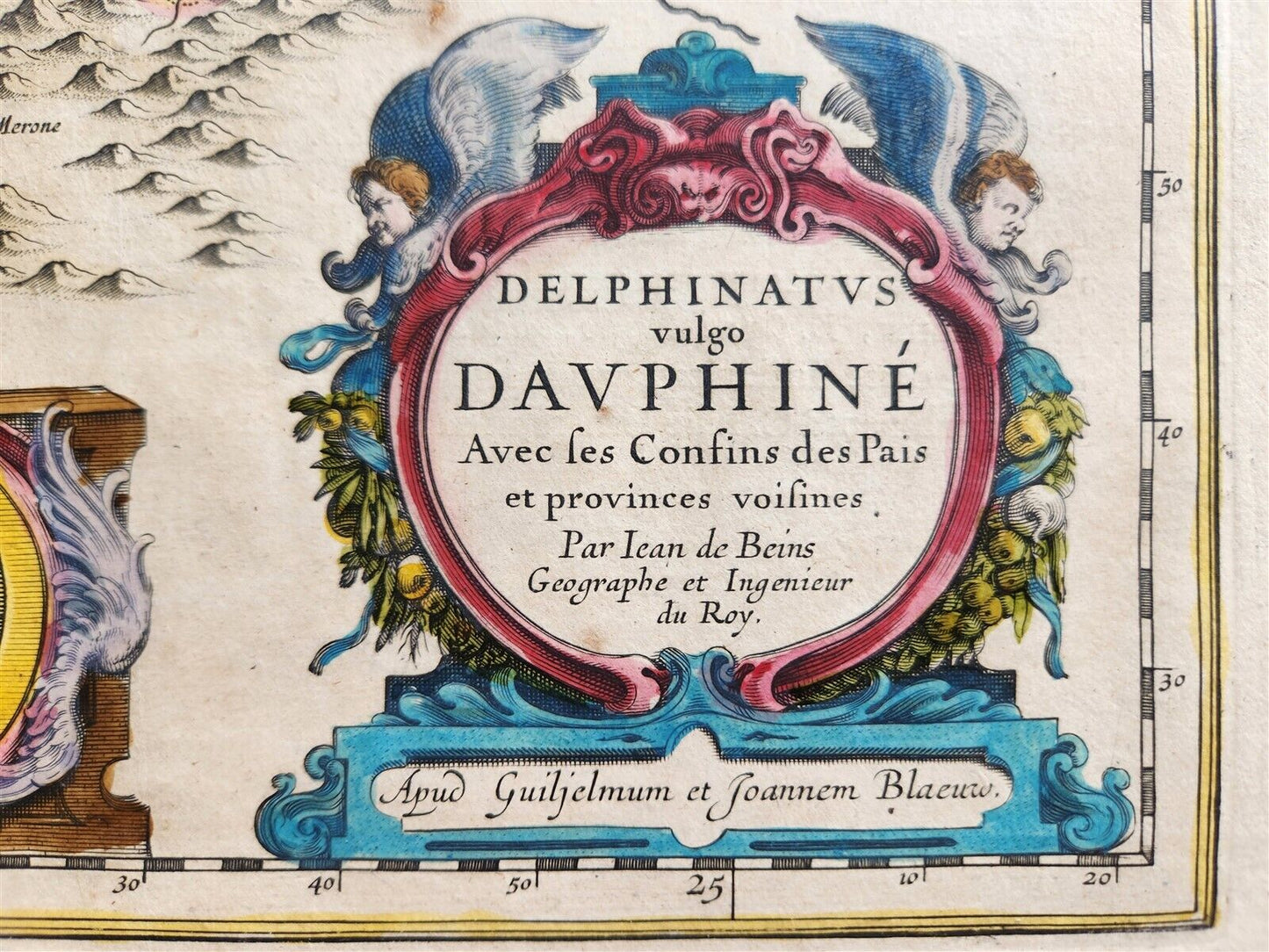 1640 MAP of FRANCE DAUPHINE PROVINCE WILLEM BLAEU antique AUTHENTIC hand colored