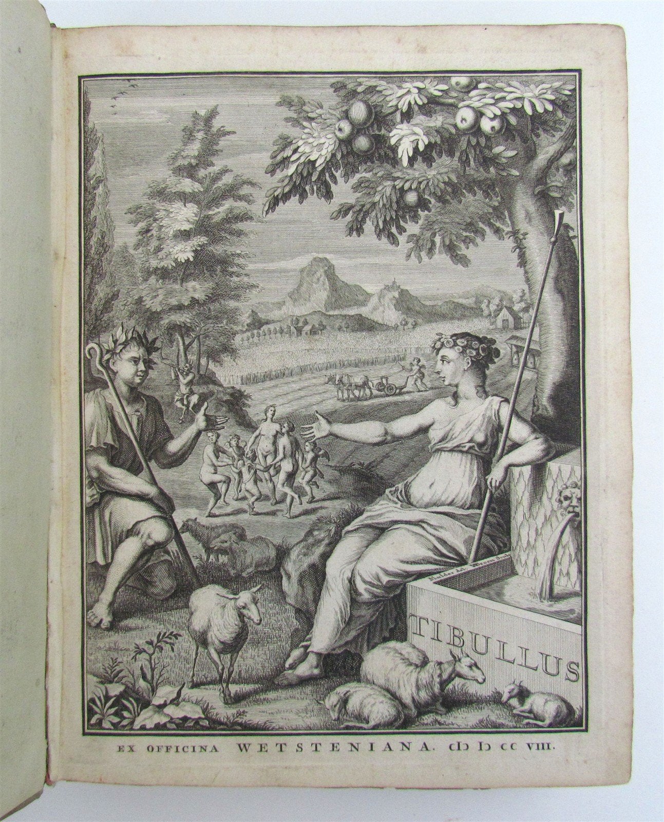 1708 TIBULLUS LATIN POETRY ARMORIAL VELLUM BINDING antique ILLUSTRATED