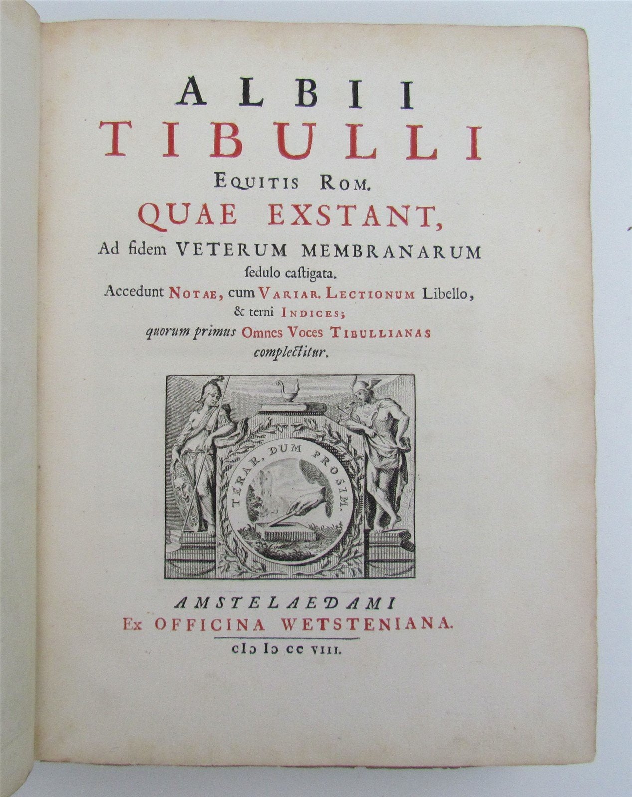 1708 TIBULLUS LATIN POETRY ARMORIAL VELLUM BINDING antique ILLUSTRATED