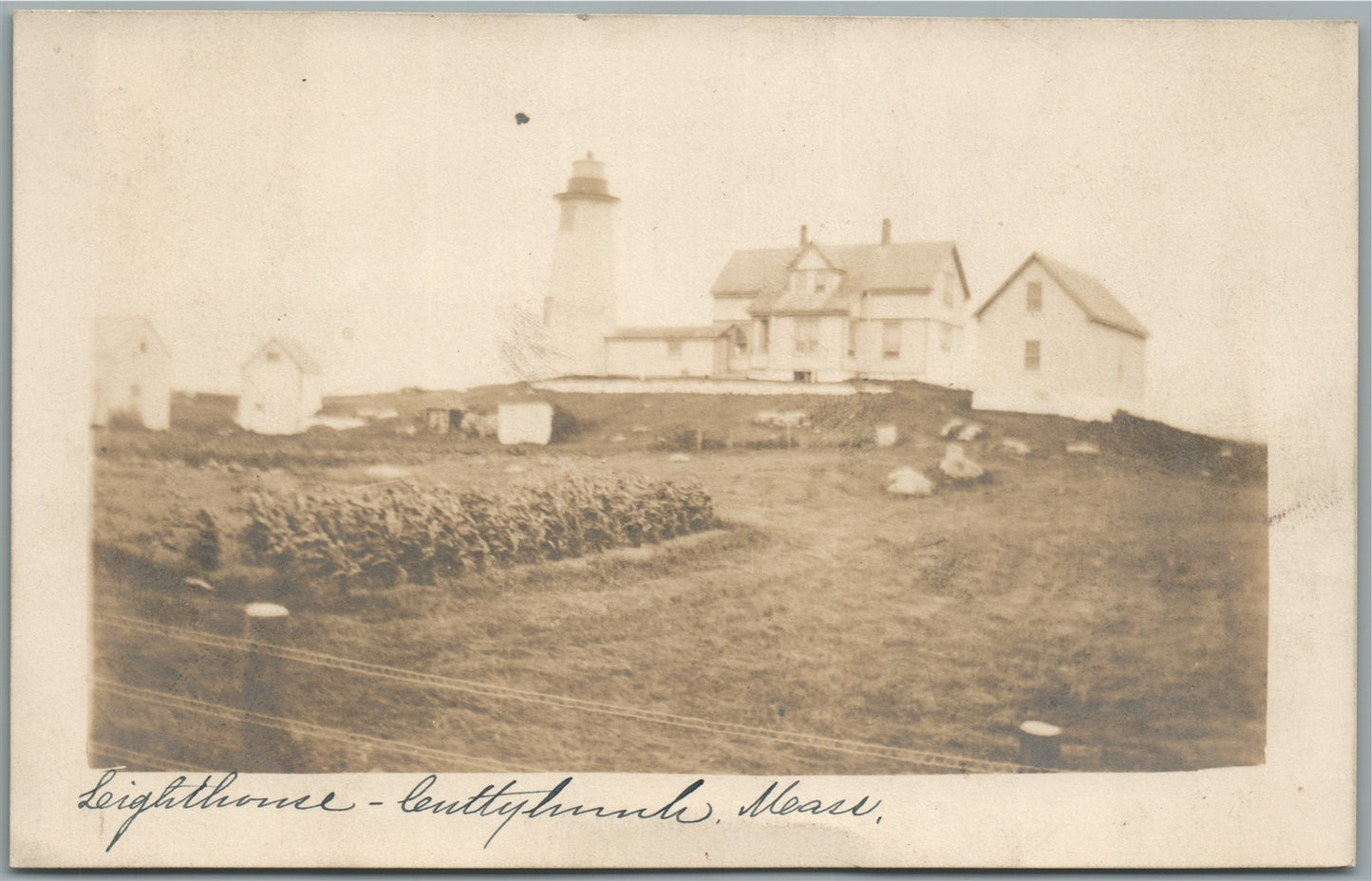 CUTTYHUNK ISLAND MA LIGHT HOUSE ANTIQUE REAL PHOTO POSTCARD RPPC