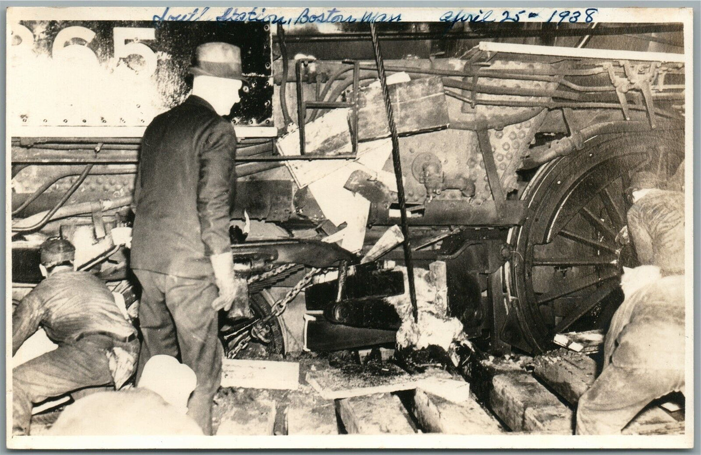 BOSTON MA ENGINE TRAIN REPAIR RAILWAY railroad ANTIQUE REAL PHOTO POSTCARD RPPC