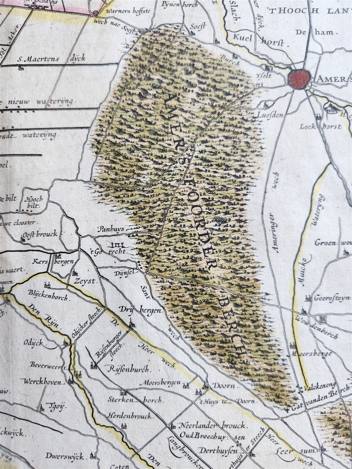 1640 UTRECHT NETHERLANDS MAP by WILLEM BLAEU antique AUTHENTIC hand colored