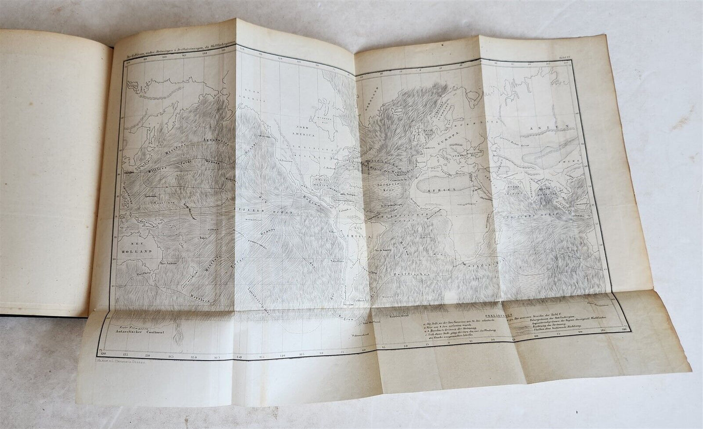 1856 PHYSICAL GEOGRAPHY of the SEA antique ILLUSTRATED w/MAPS in GERMAN