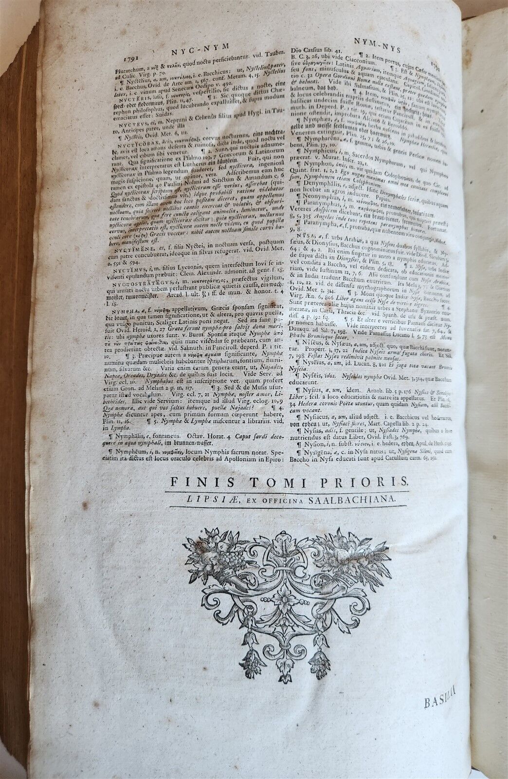 1749 THESAURUS ERUDITIONIS SCHOLASTICAE by BASILII FABRI antique VELLUM FOLIO