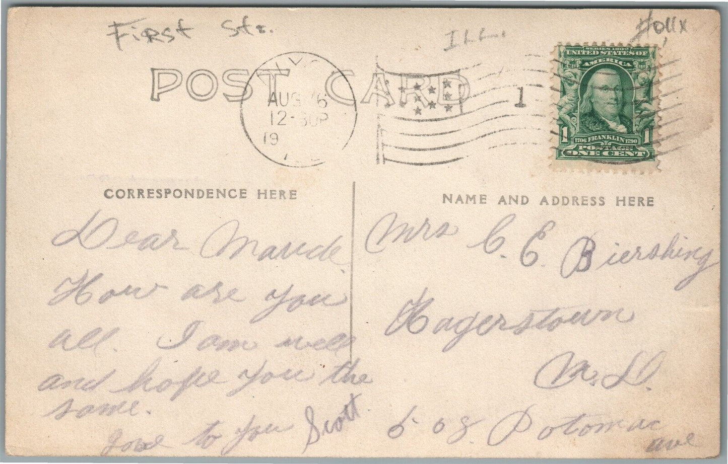 DIXON IL FIRST STREET ANTIQUE REAL PHOTO POSTCARD RPPC