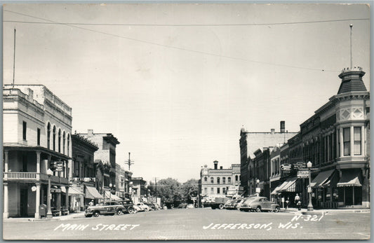 JEFFERSON WI MAIN STREET VINTAGE REAL PHOTO POSTCARD RPPC