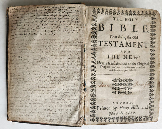 1660 BIBLE in ENGLISH OLD & NEW TESTAMENT by Henry Hills & John Field antique